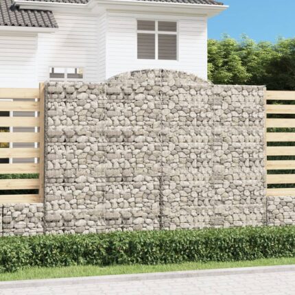 Paniers à gabions arqués 9 pcs 300x50x220/240 cm fer galvanisé