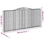 Paniers à gabions arqués 3 pcs 400x30x180/200 cm Fer galvanisé – Image 4