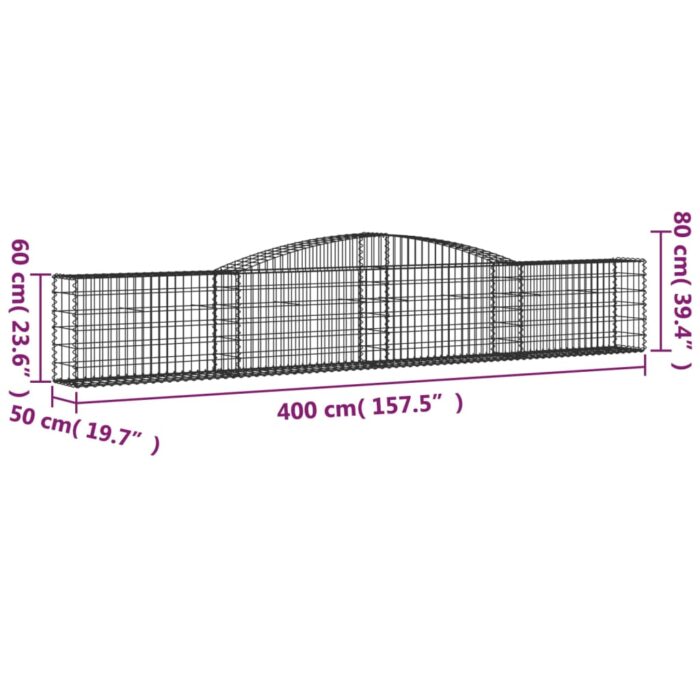 Paniers à gabions arqués 7 pcs 400x50x60/80 cm Fer galvanisé – Image 4