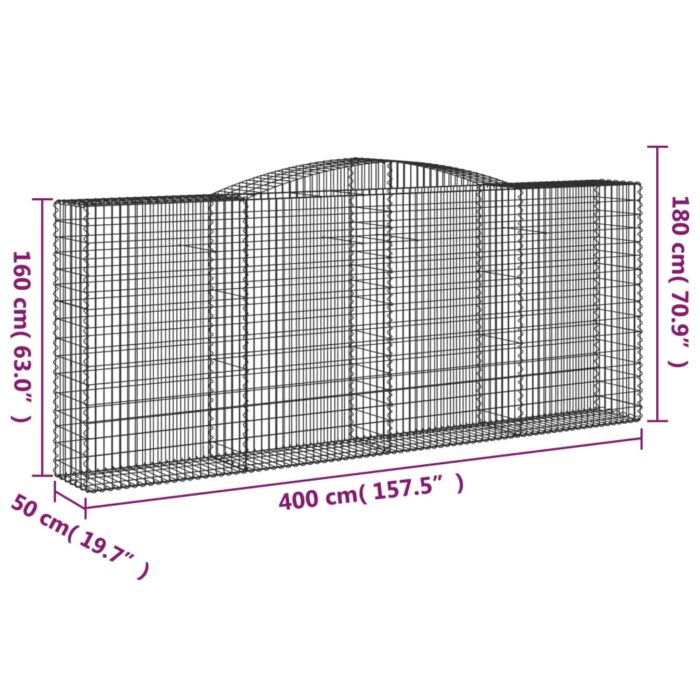 Paniers à gabions arqués 7 pcs 400x50x160/180 cm fer galvanisé – Image 4