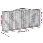 Paniers à gabions arqués 3 pcs 400x50x180/200 cm Fer galvanisé – Image 4