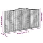 Paniers à gabions arqués 3 pcs 400x50x200/220 cm Fer galvanisé – Image 4