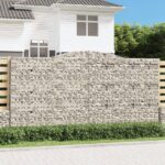 Paniers à gabions arqués 3 pcs 400x50x200/220 cm Fer galvanisé