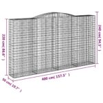 Paniers à gabions arqués 5 pcs 400x50x220/240 cm Fer galvanisé – Image 4