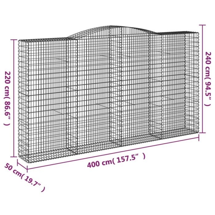 Paniers à gabions arqués 5 pcs 400x50x220/240 cm Fer galvanisé – Image 4