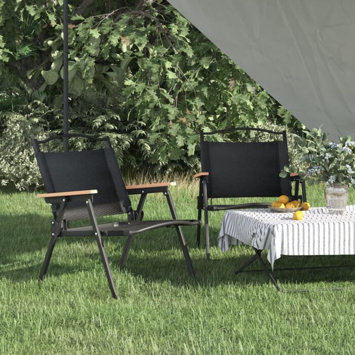 Chaises de camping lot de 2 Noir 54x43x59 cm Tissu Oxford – Image 1