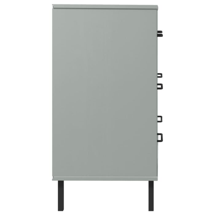 Buffet avec 3 tiroirs Gris 77x40x79,5 cm Bois massif OSLO – Image 4