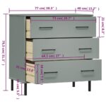 Buffet avec 3 tiroirs Gris 77x40x79,5 cm Bois massif OSLO – Image 6