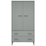 Garde-robe avec pieds en métal Gris 90x55x172,5 cm Bois OSLO – Image 2