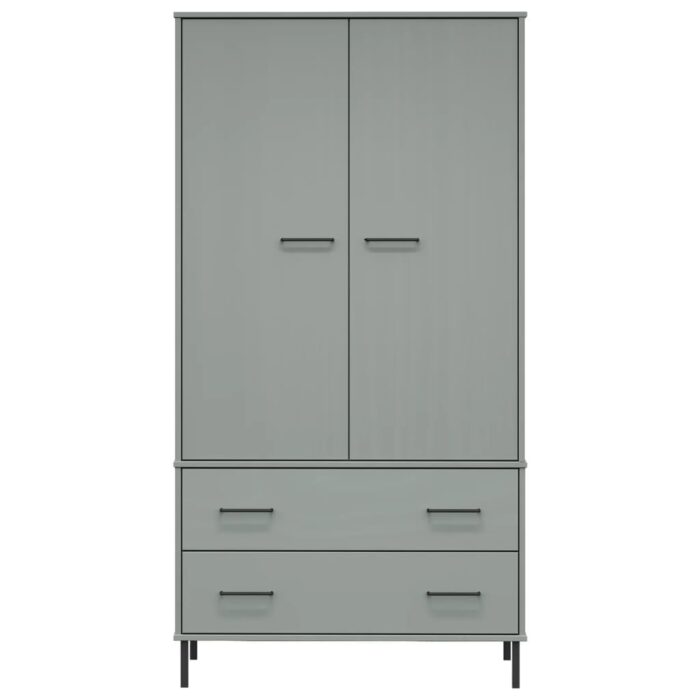 Garde-robe avec pieds en métal Gris 90x55x172,5 cm Bois OSLO – Image 2