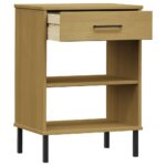 Armoire console avec pieds en métal Marron Bois pin massif OSLO – Image 3