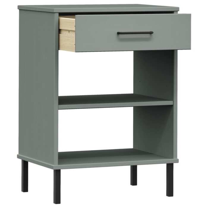 Armoire console avec pieds en métal Gris Bois pin massif OSLO – Image 3