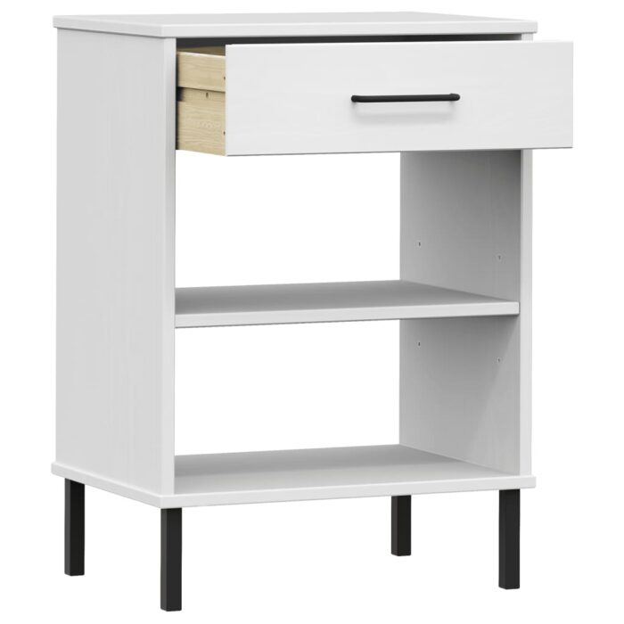 Armoire console avec pieds en métal Blanc Bois pin massif OSLO – Image 3
