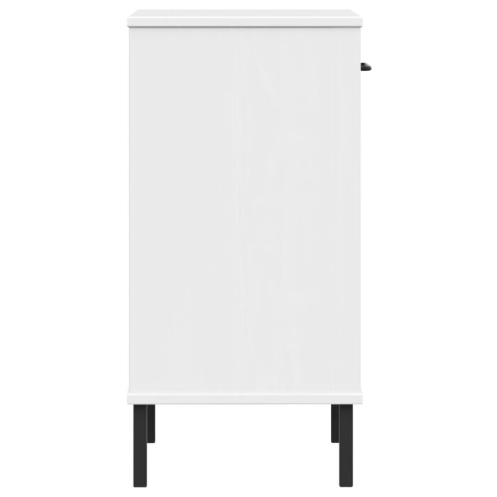 Armoire console avec pieds en métal Blanc Bois pin massif OSLO – Image 4