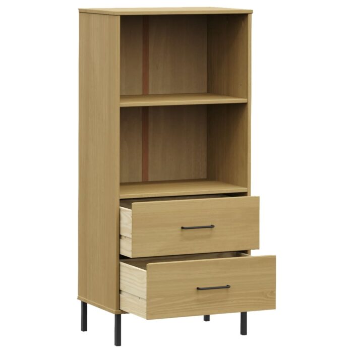 VXL8720845578176_g_en_hd_3.jpg Bibliothèque à 2 tiroirs Marron 60x35x128,5 cm Bois massif OSLO – Image 3
