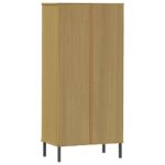 Bibliothèque à 2 tiroirs Marron 60x35x128,5 cm Bois massif OSLO – Image 5