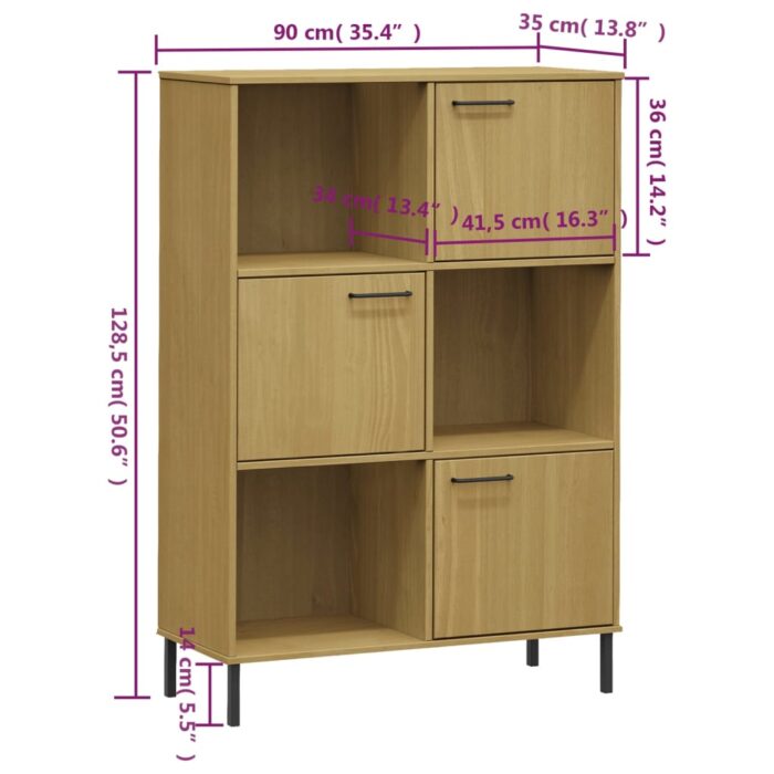 Bibliothèque avec pieds en métal Marron 90x35x128,5cm Bois OSLO – Image 6