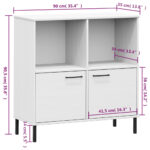 Bibliothèque avec pieds en métal Blanc 90x35x90,5 cm Bois OSLO – Image 6