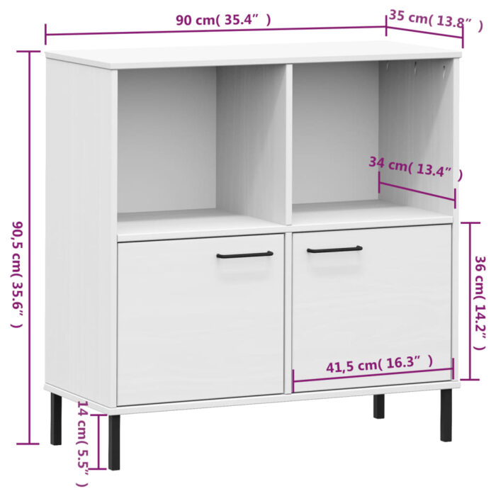 Bibliothèque avec pieds en métal Blanc 90x35x90,5 cm Bois OSLO – Image 6