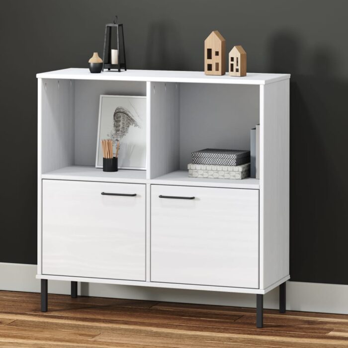 Bibliothèque avec pieds en métal Blanc 90x35x90,5 cm Bois OSLO – Image 1
