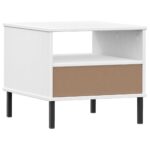Table de chevet avec pieds en métal Blanc Bois pin massif OSLO – Image 5