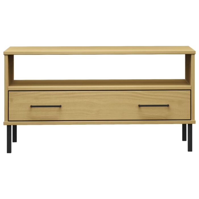 Table basse avec pieds en métal Marron 85x50x45 cm Bois OSLO – Image 2