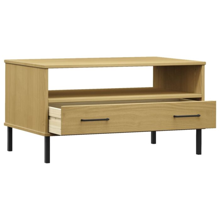 Table basse avec pieds en métal Marron 85x50x45 cm Bois OSLO – Image 3