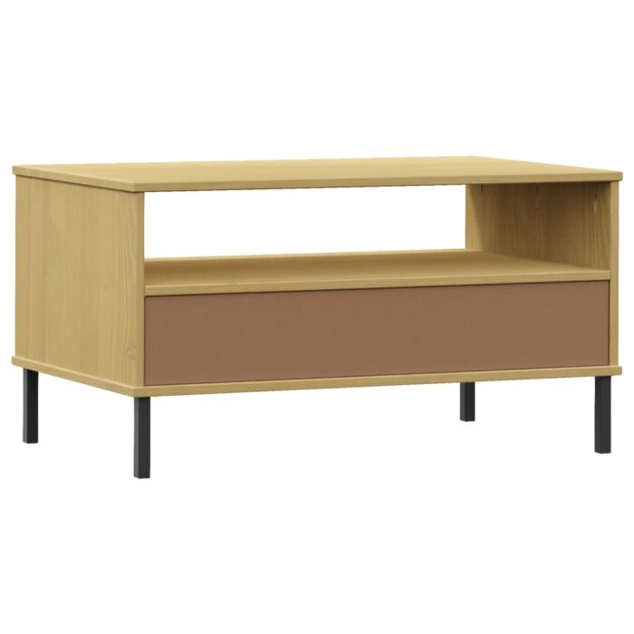 Table basse avec pieds en métal Marron 85x50x45 cm Bois OSLO – Image 5