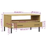 Table basse avec pieds en métal Marron 85x50x45 cm Bois OSLO – Image 6