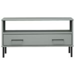 Table basse avec pieds en métal Gris 85x50x45 cm Bois OSLO – Image 2