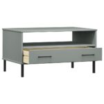 Table basse avec pieds en métal Gris 85x50x45 cm Bois OSLO – Image 3