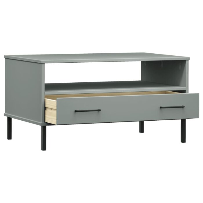 Table basse avec pieds en métal Gris 85x50x45 cm Bois OSLO – Image 3