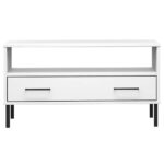 Table basse avec pieds en métal Blanc 85x50x45 cm Bois OSLO – Image 2