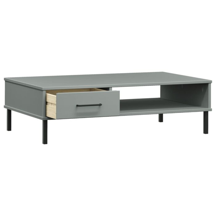 Table basse avec pieds en métal Gris Bois pin massif OSLO – Image 3