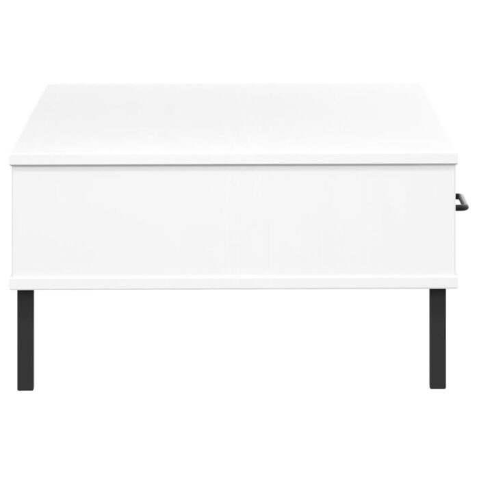 Table basse avec pieds en métal Blanc Bois pin massif OSLO – Image 4