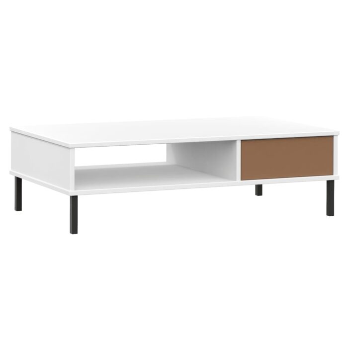 Table basse avec pieds en métal Blanc Bois pin massif OSLO – Image 5