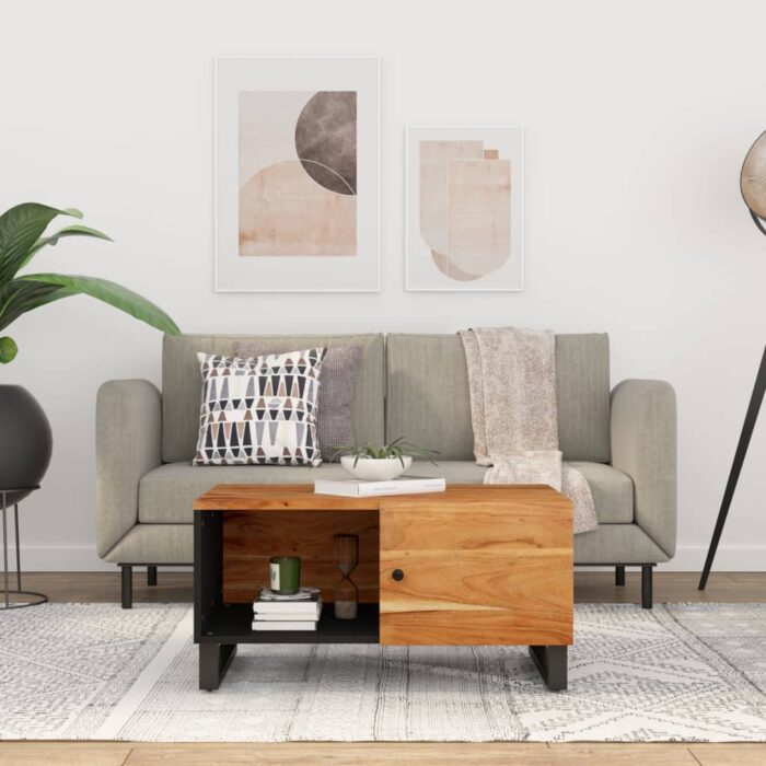 Table basse 80x50x40 cm Bois d'acacia solide et d'ingénierie – Image 1