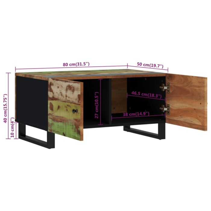 Table basse 80x50x40 cm Bois de récupération et d'ingénierie – Image 7