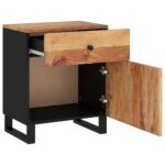 Table de chevet 50x33x60cm Bois d'acacia solide et d'ingénierie – Image 2