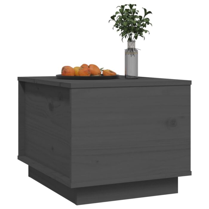Table basse Gris 40x50x35 cm Bois massif de pin – Image 2