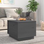 Table basse Gris 40x50x35 cm Bois massif de pin