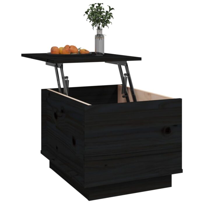 Table basse Noir 40x50x35 cm Bois massif de pin – Image 3