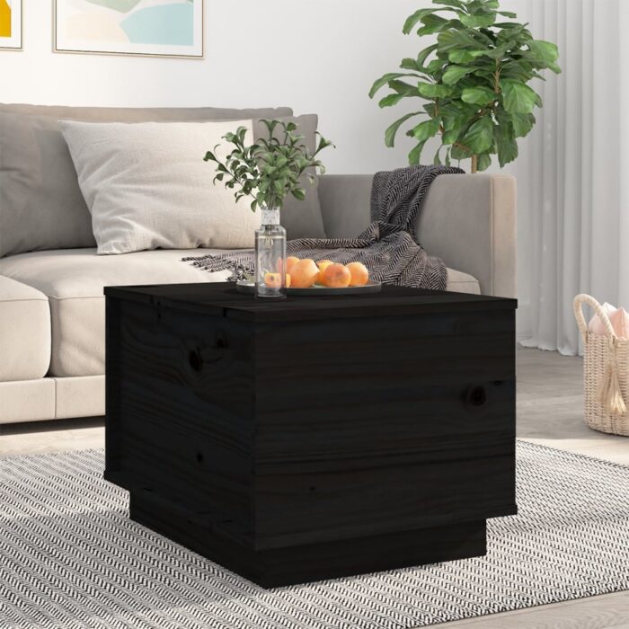 Table basse Noir 40x50x35 cm Bois massif de pin – Image 1