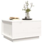Table basse Blanc 60x50x35 cm Bois massif de pin – Image 2