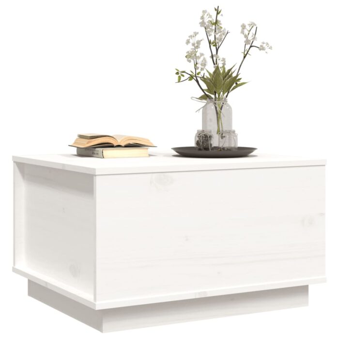 Table basse Blanc 60x50x35 cm Bois massif de pin – Image 2