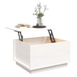 Table basse Blanc 60x50x35 cm Bois massif de pin – Image 3