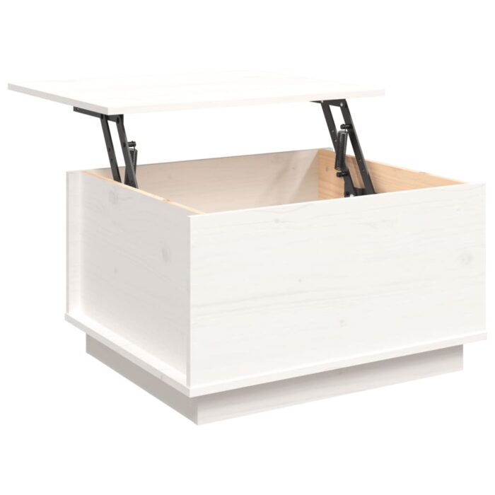 Table basse Blanc 60x50x35 cm Bois massif de pin – Image 6