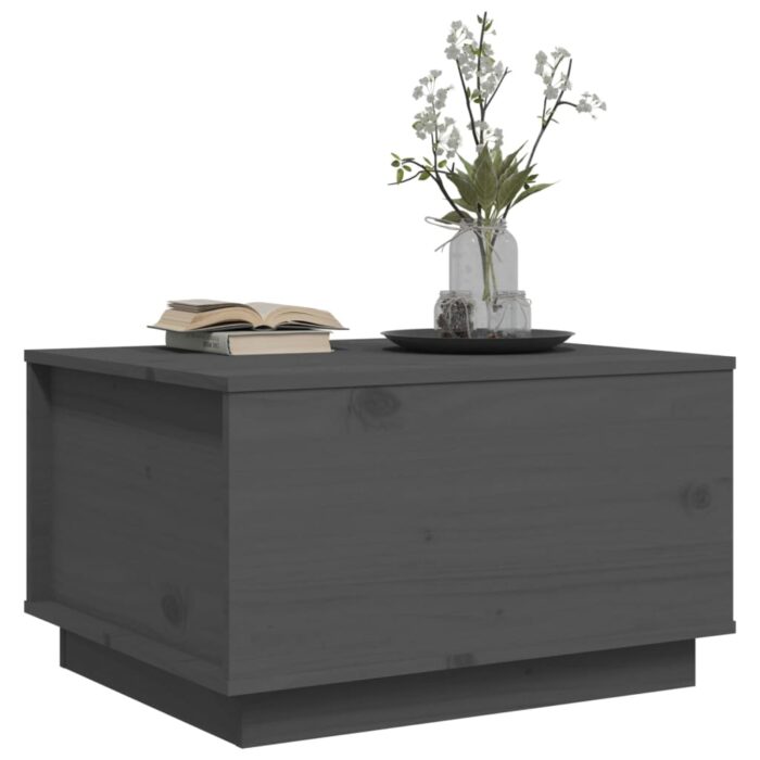 Table basse Gris 60x50x35 cm Bois massif de pin – Image 2