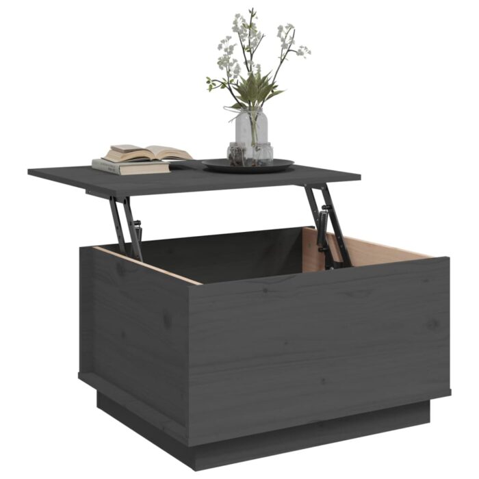 Table basse Gris 60x50x35 cm Bois massif de pin – Image 3