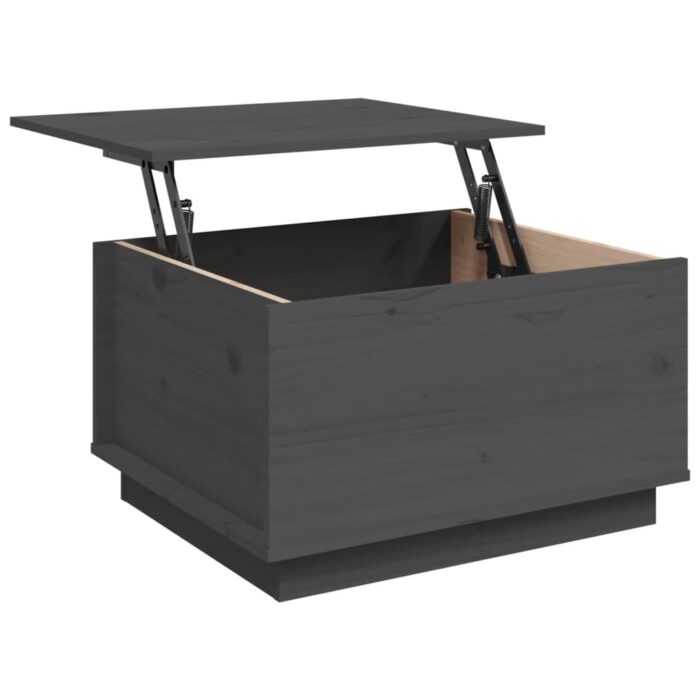 Table basse Gris 60x50x35 cm Bois massif de pin – Image 6